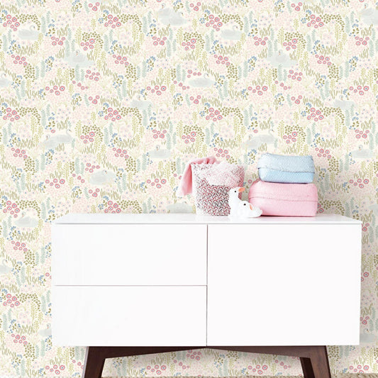 Mini Me Vintage Swans Mural Wallpaper - Multi - Eijffinger - 399118 - Premier Wallcovering