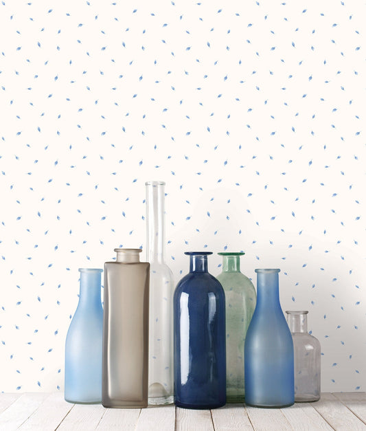 Miniatures 2 Falling Leaves Wallpaper - Blue - Galerie - G67878 - Premier Wallcovering
