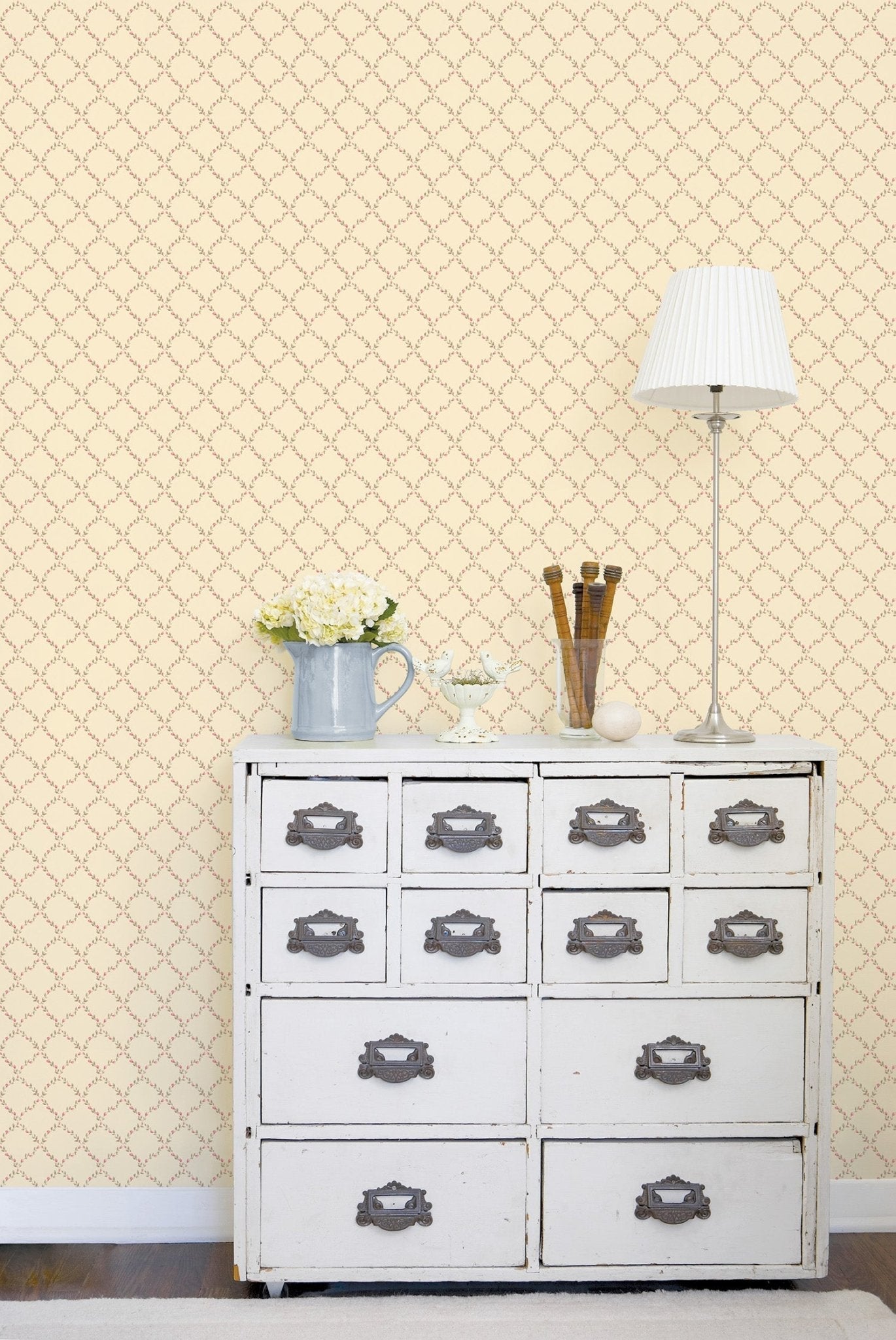 Miniatures 2 Geometric Trellis Wallpaper - Pink / Beige - Galerie - G67904 - Premier Wallcovering