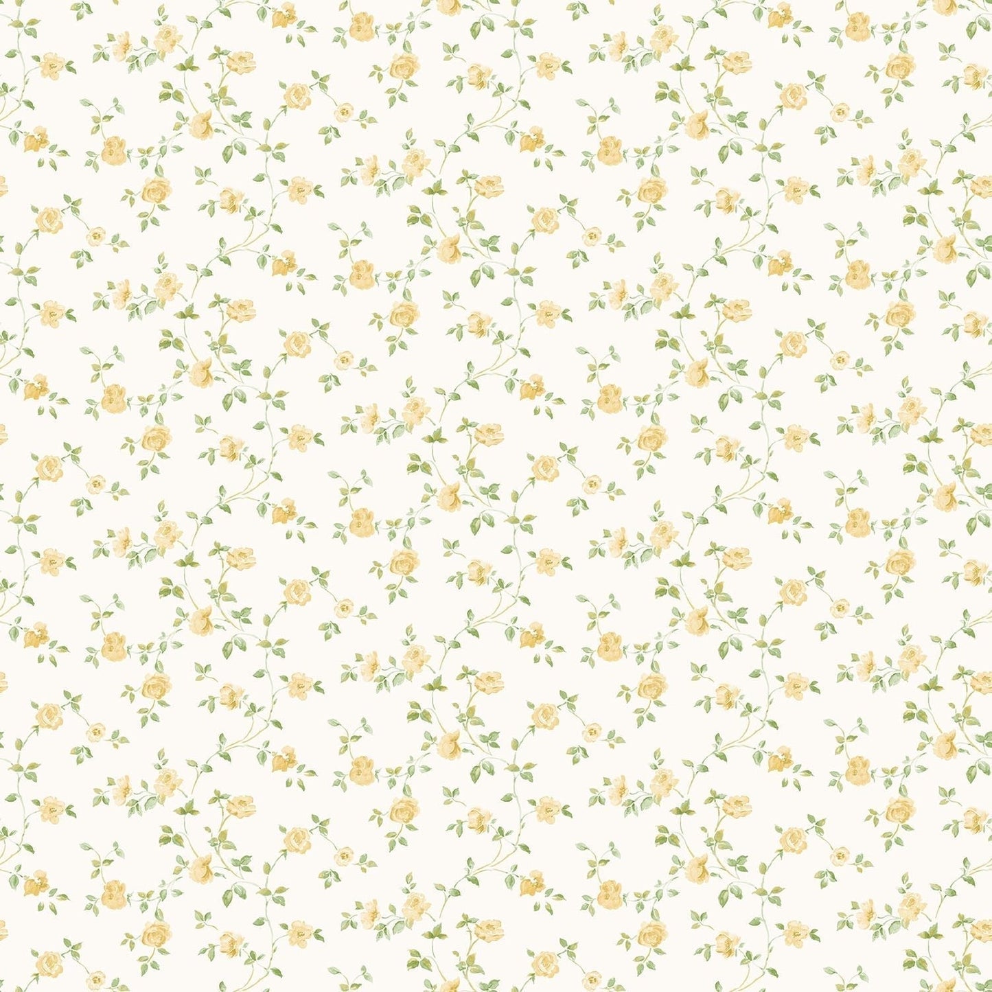 Miniatures 2 Mini Roses Wallpaper - Yellow / Green - Galerie - G67891 - Premier Wallcovering