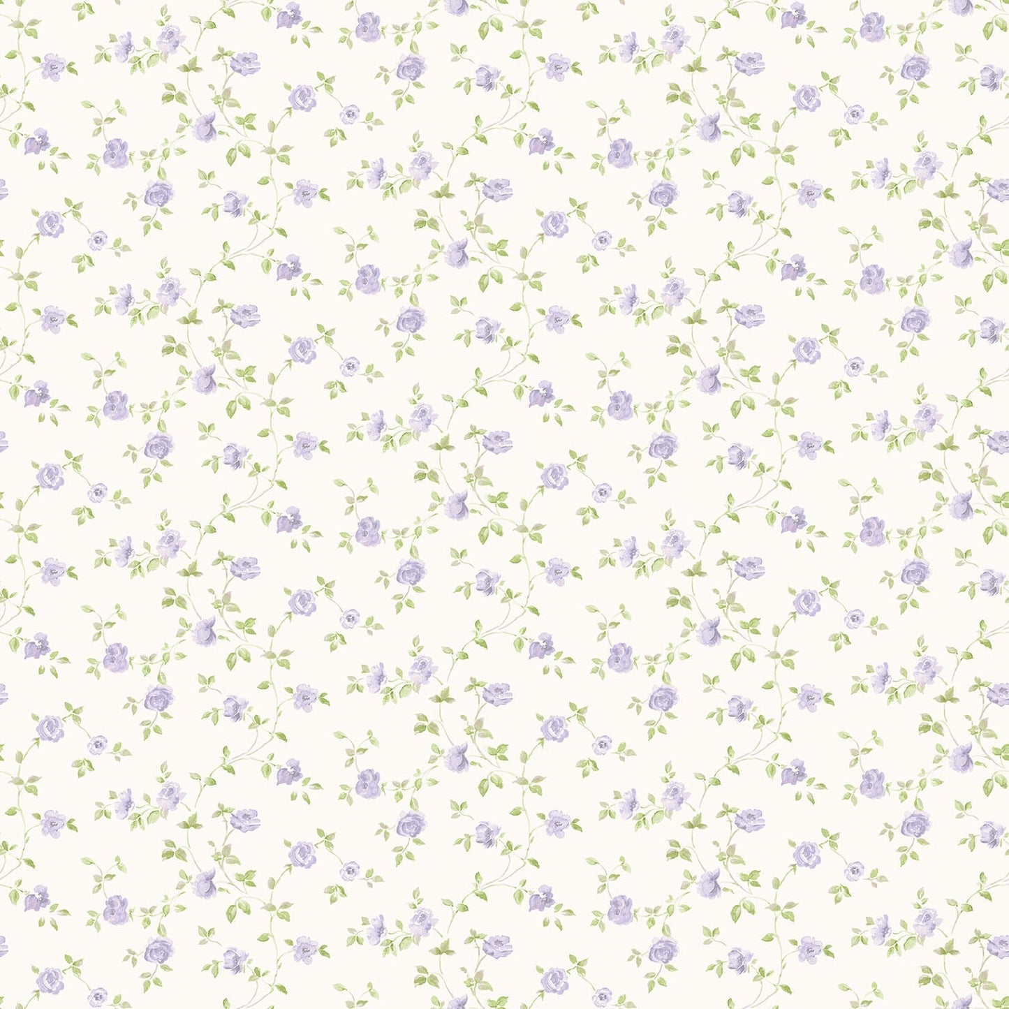 Miniatures 2 Mini Roses Wallpaper - Lilac / Green - Galerie - G67890 - Premier Wallcovering