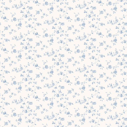 Miniatures 2 Mini Roses Wallpaper - Blue - Galerie - G67887 - Premier Wallcovering