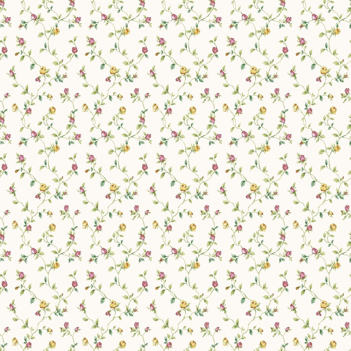 Miniatures 2 Rose Trellis Wallpaper - Pink / Yellow / Green - Galerie - G67936 - Premier Wallcovering