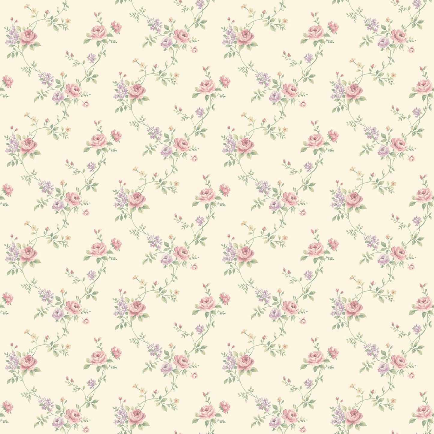 Miniatures 2 Small Roses Wallpaper - Pink / Lilac - Galerie - G67895 - Premier Wallcovering