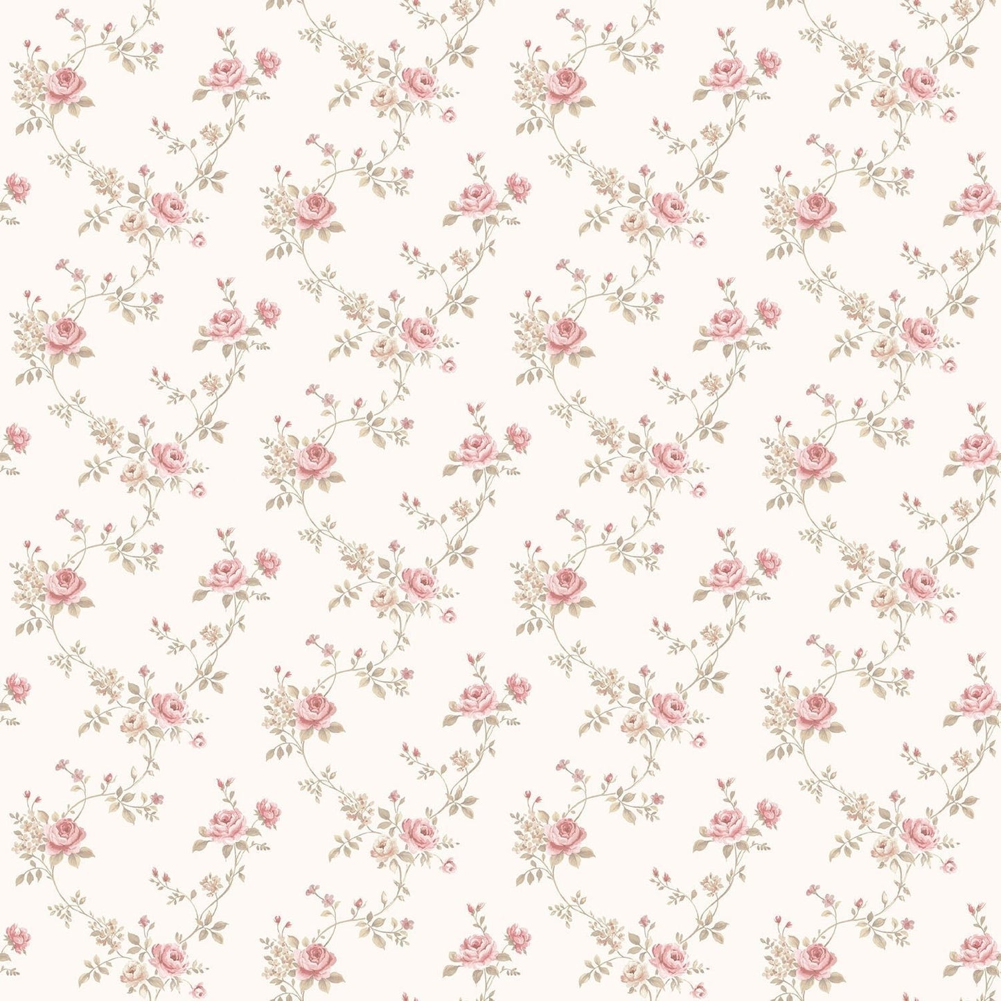 Miniatures 2 Small Roses Wallpaper - Pale Pink - Galerie - G67897 - Premier Wallcovering