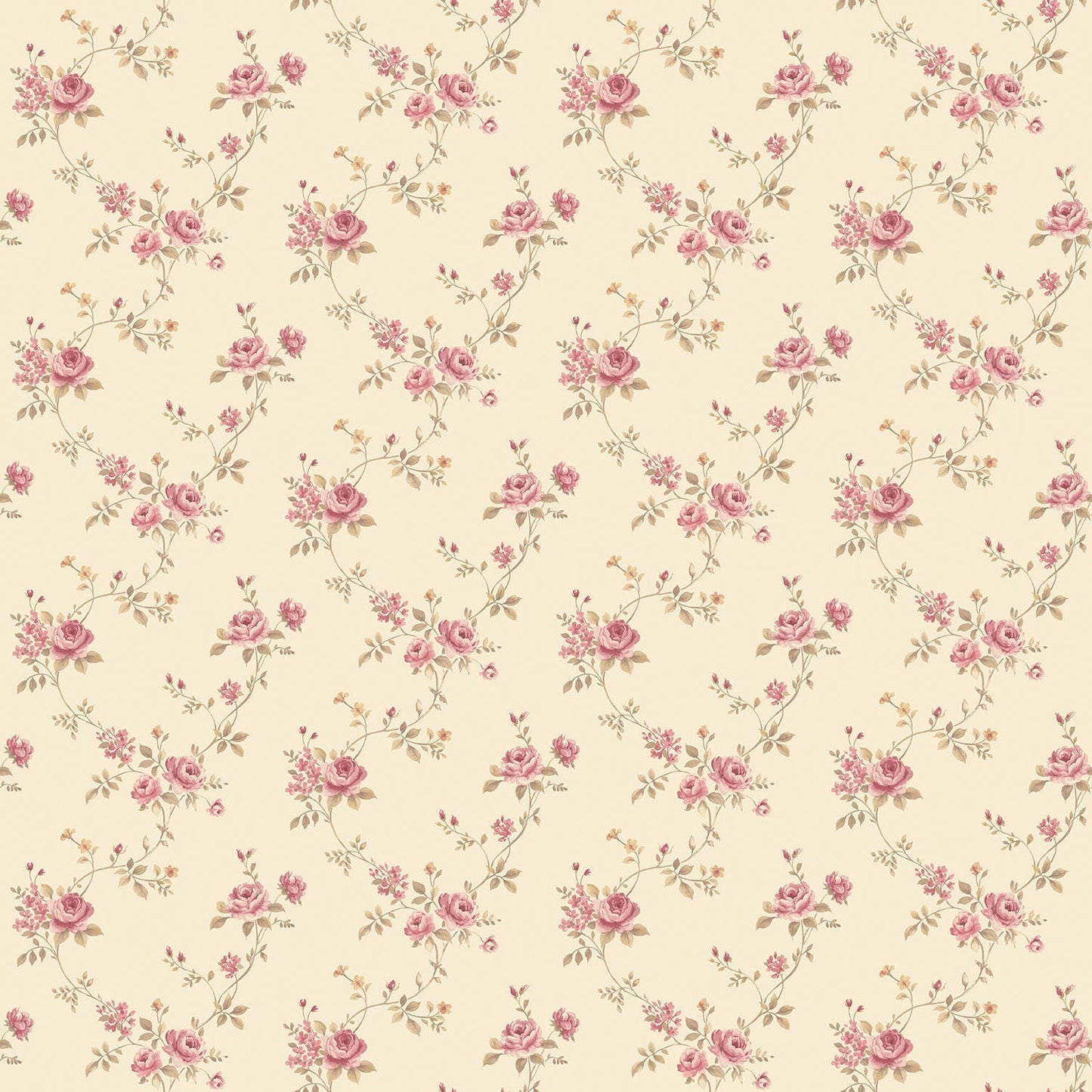 Miniatures 2 Small Roses Wallpaper - Pink / Beige - Galerie - G67893 - Premier Wallcovering