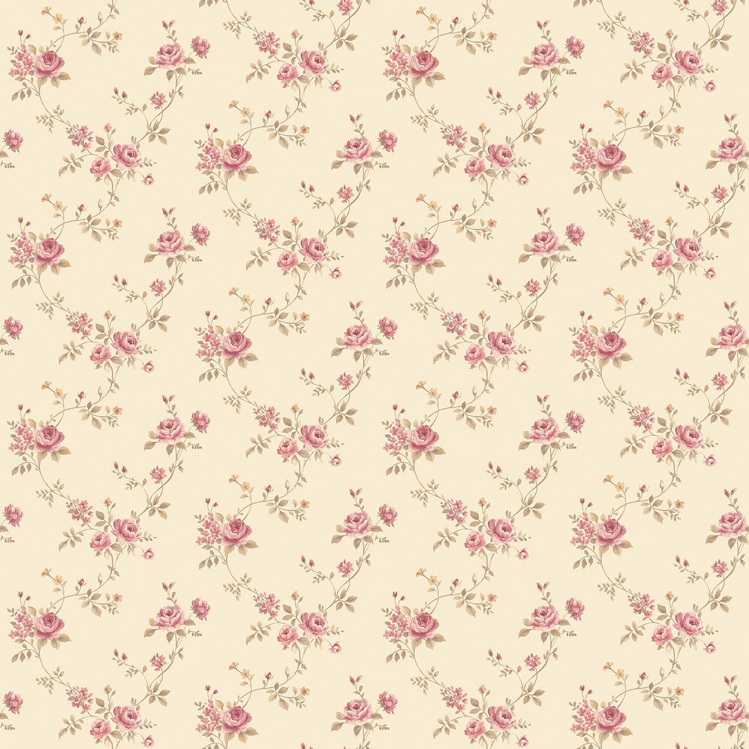 Miniatures 2 Small Roses Wallpaper - Pink / Beige - Galerie - G67893 - Premier Wallcovering