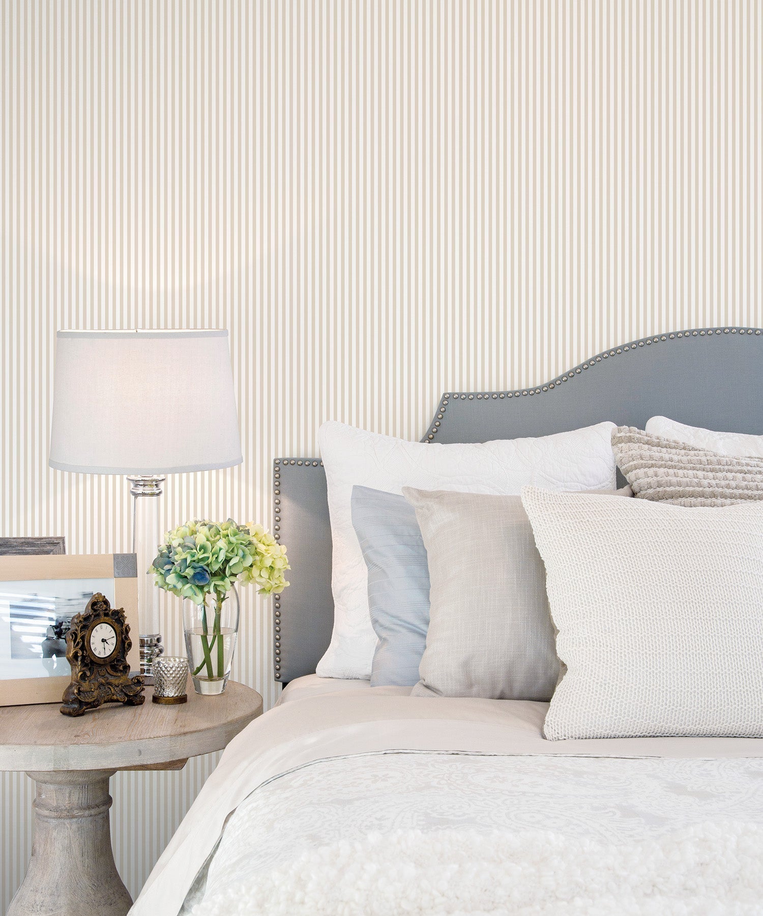Miniatures 2 Tiny Stripe Wallpaper - Taupe / White - Galerie - G67913 - Premier Wallcovering