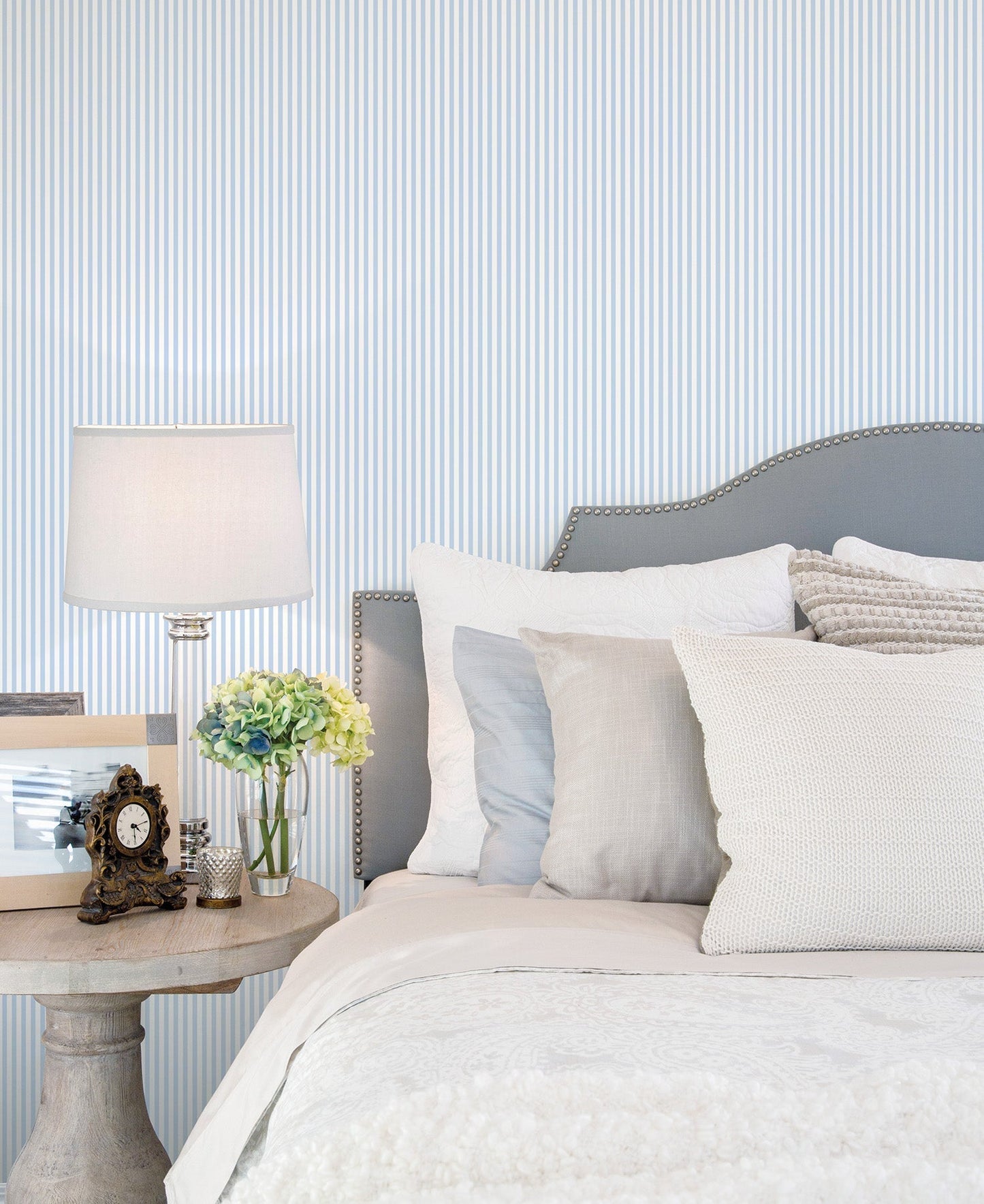 Miniatures 2 Tiny Stripe Wallpaper - Blue / White - Galerie - G67908 - Premier Wallcovering