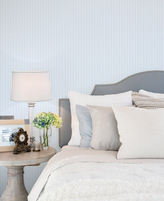 Miniatures 2 Tiny Stripe Wallpaper - Blue / White - Galerie - G67908 - Premier Wallcovering