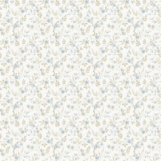 Miniatures 3 Garden Bird Wallpaper - Blue / Cream - Galerie - G68713 - Premier Wallcovering