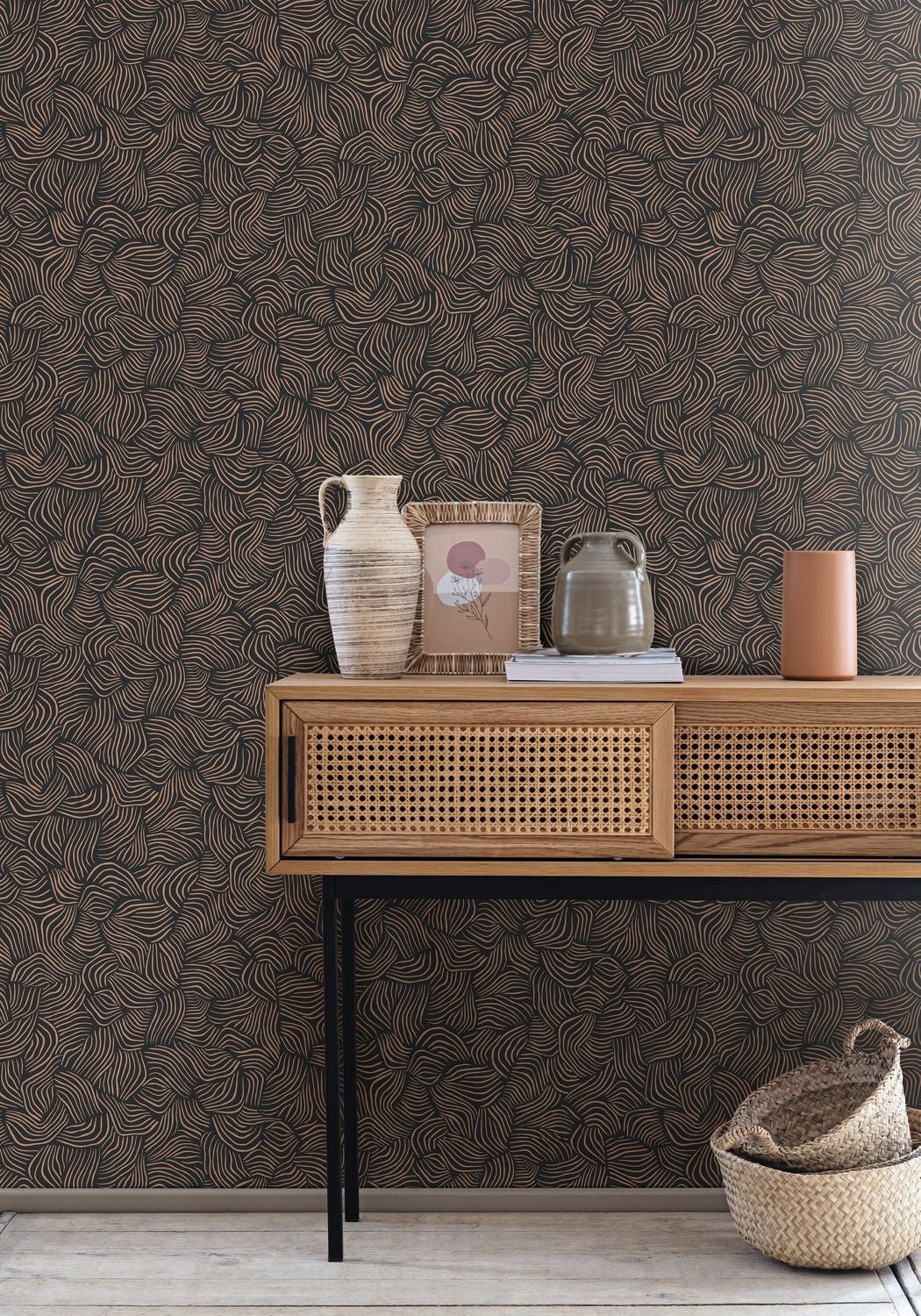 Mirage Wallpaper - Noir Cuivre - Caselio - 103729090 - Premier Wallcovering