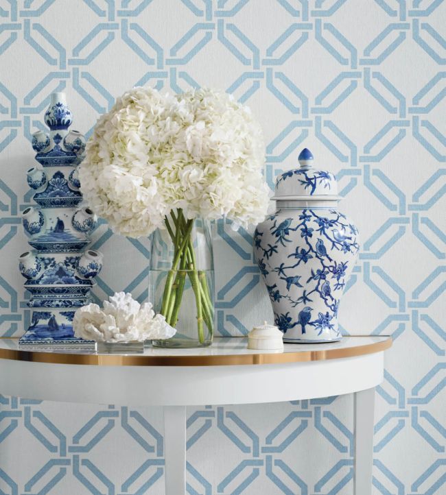 Miramar Way Wallpaper - Light Blue - Thibaut - T45053 - Premier Wallcovering