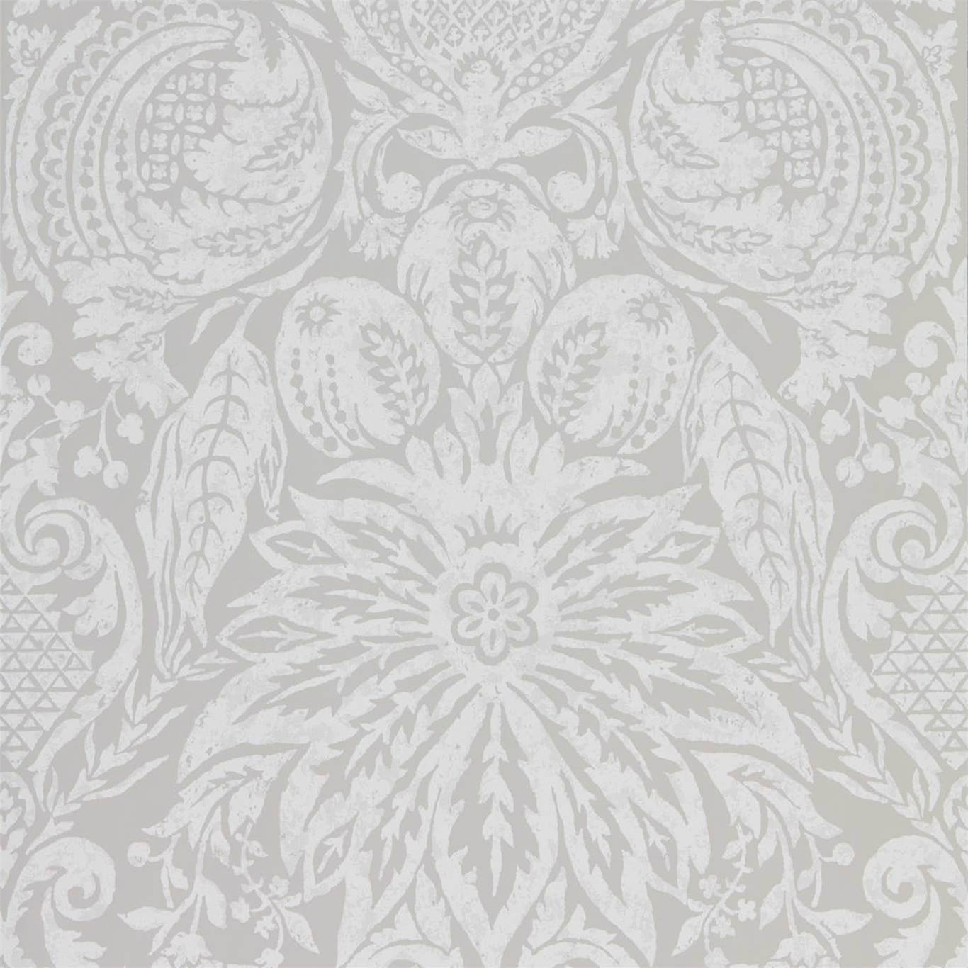 Mitford Damask Wallpaper - Platinum Grey - ZDAR312863 - Zoffany - Premier Wallcovering