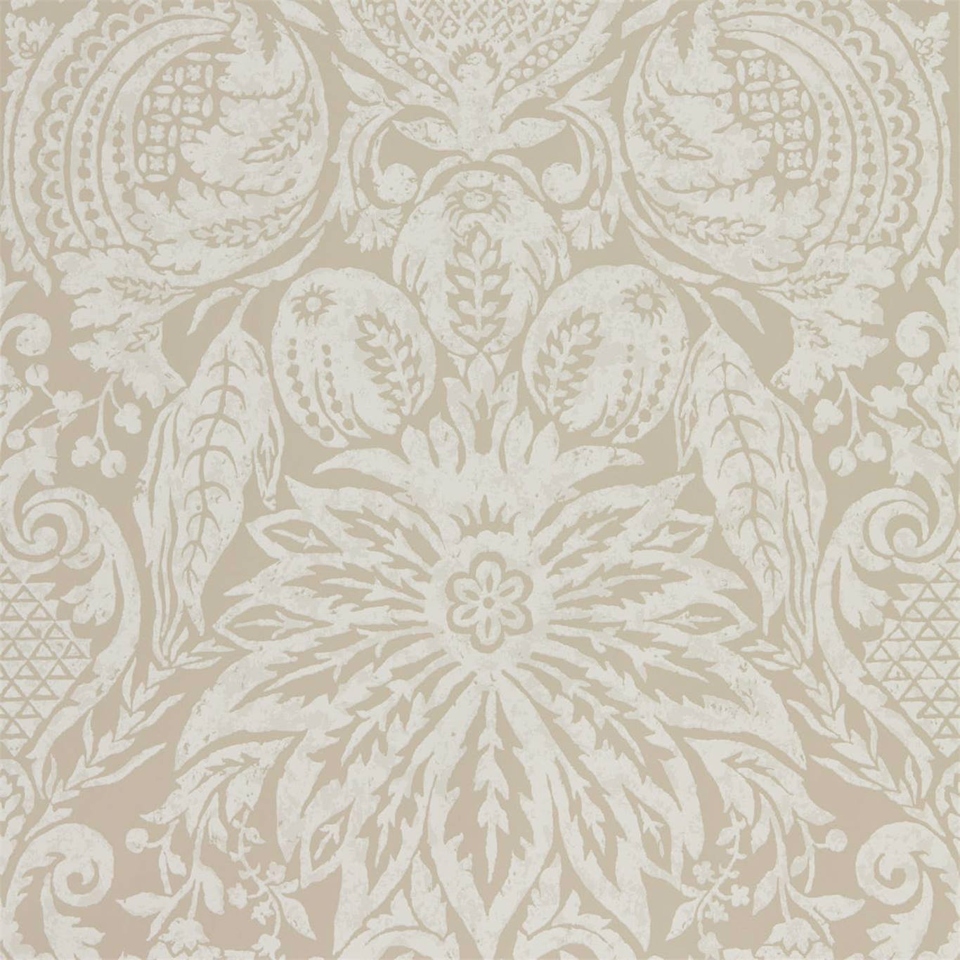 Mitford Damask Wallpaper - Stone - ZDAR312878 - Zoffany - Premier Wallcovering