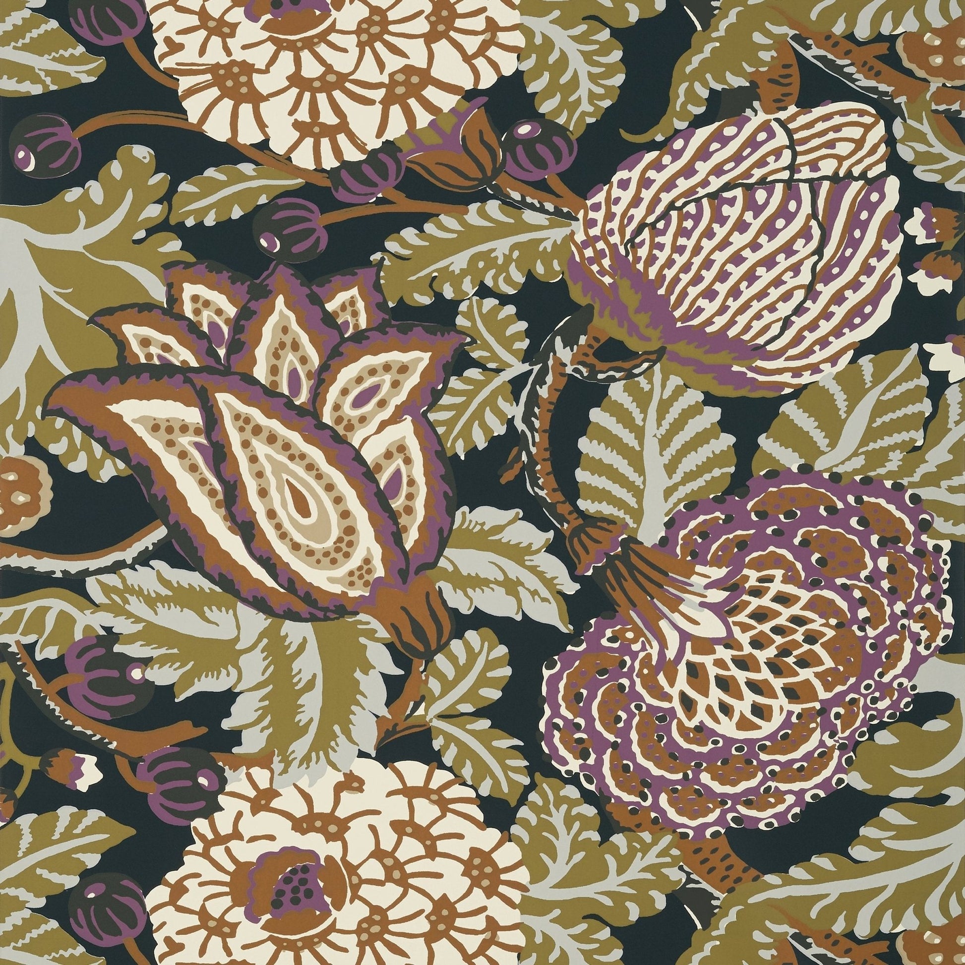 Mitford Wallpaper - Black & Plum - Thibaut - T2942 - Premier Wallcovering