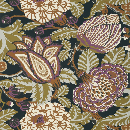 Mitford Wallpaper - Black & Plum - Thibaut - T2942 - Premier Wallcovering