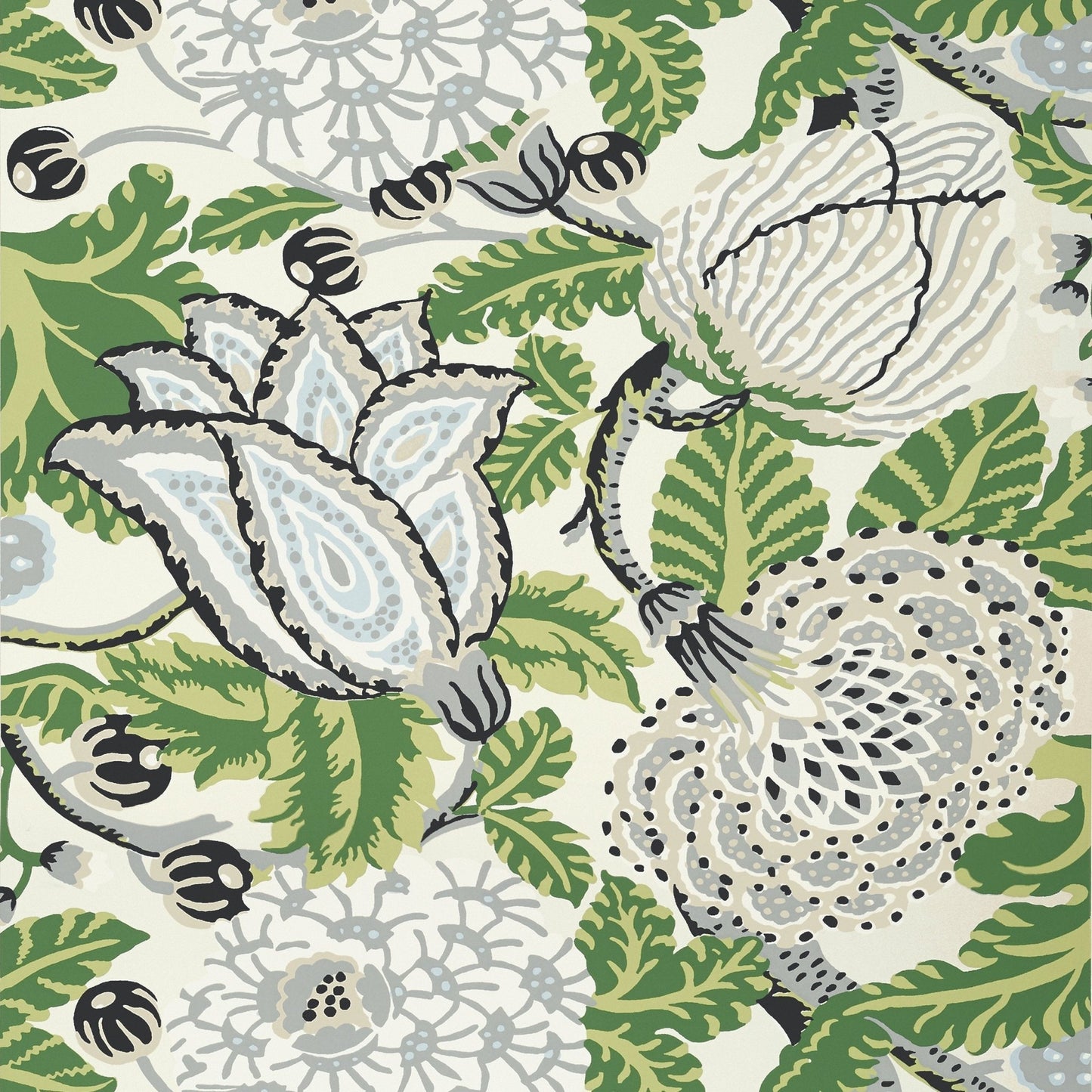 Mitford Wallpaper - Green & White - Thibaut - T2949 - Premier Wallcovering
