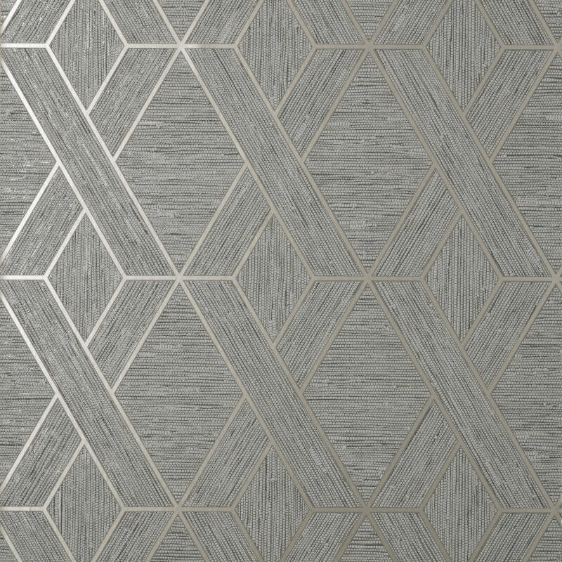 Miya Geometric Metallic Wallpaper - Grey - Fine Décor - FD43152 - Premier Wallcovering