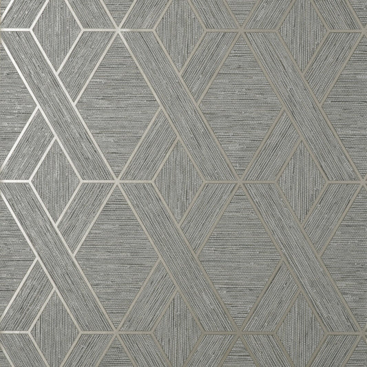 Miya Geometric Metallic Wallpaper - Grey - Fine Décor - FD43152 - Premier Wallcovering