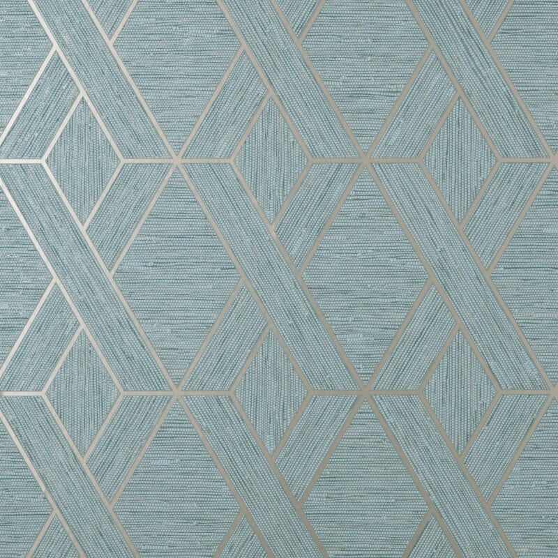 Miya Geometric Metallic Wallpaper - Teal - Fine Décor - FD43154 - Premier Wallcovering