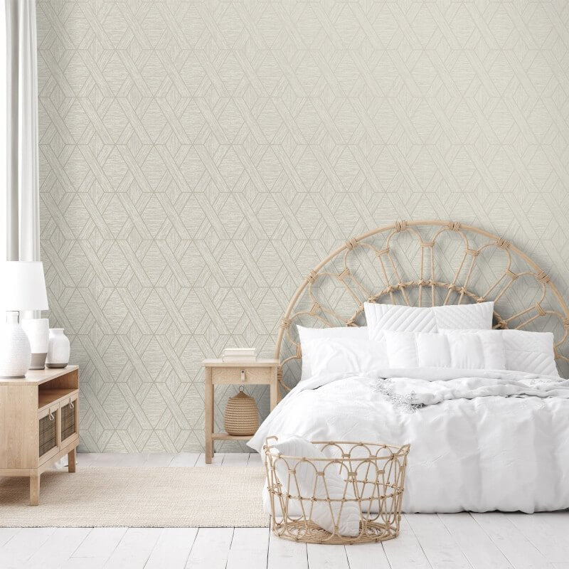 Miya Geometric Metallic Wallpaper - Natural - Fine Décor - FD43153 - Premier Wallcovering