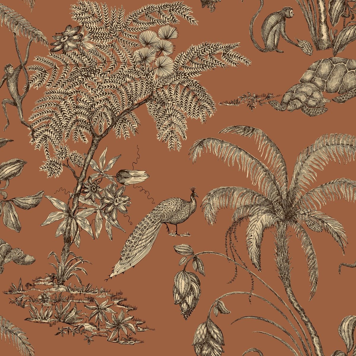 Moa Wallpaper - Terracotta - Sandberg - S10432 - Premier Wallcovering