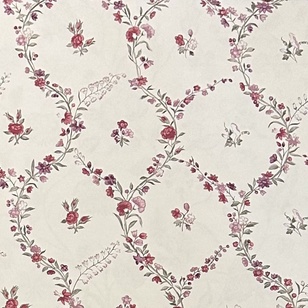 Molly Megan Wallpaper - Cranberry - Borderline - 5202A - Premier Wallcovering