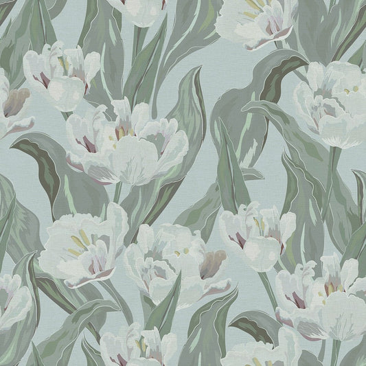 Monet Wallpaper - Olive and Nettle Green on Mineral - LAN100190 - Lucie Annabel - Premier Wallcovering