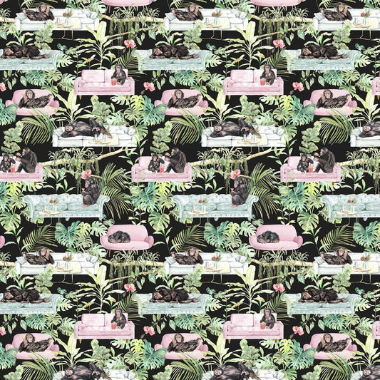 Monkey Business Wallpaper - Black - The Graduate Collection - TB1MONKBLA - Premier Wallcovering