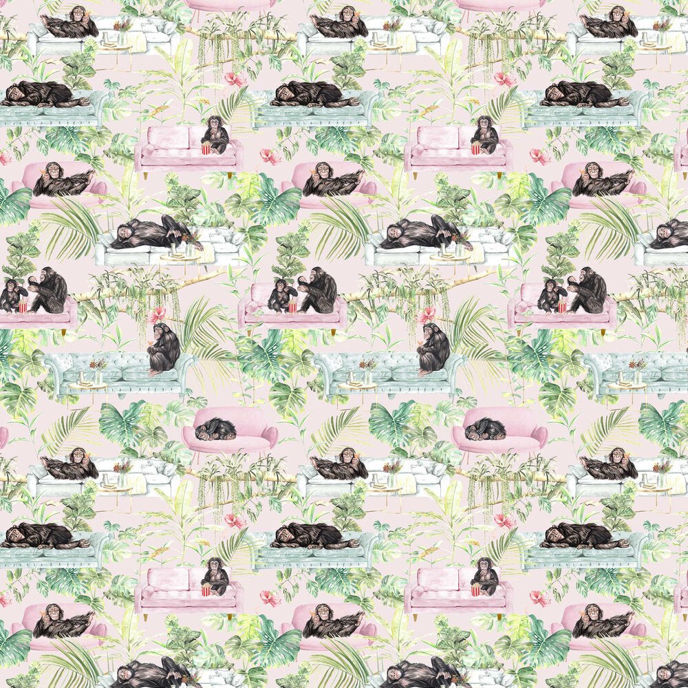 Monkey Business Wallpaper - Pink - The Graduate Collection - TB1MONKPIN - Premier Wallcovering
