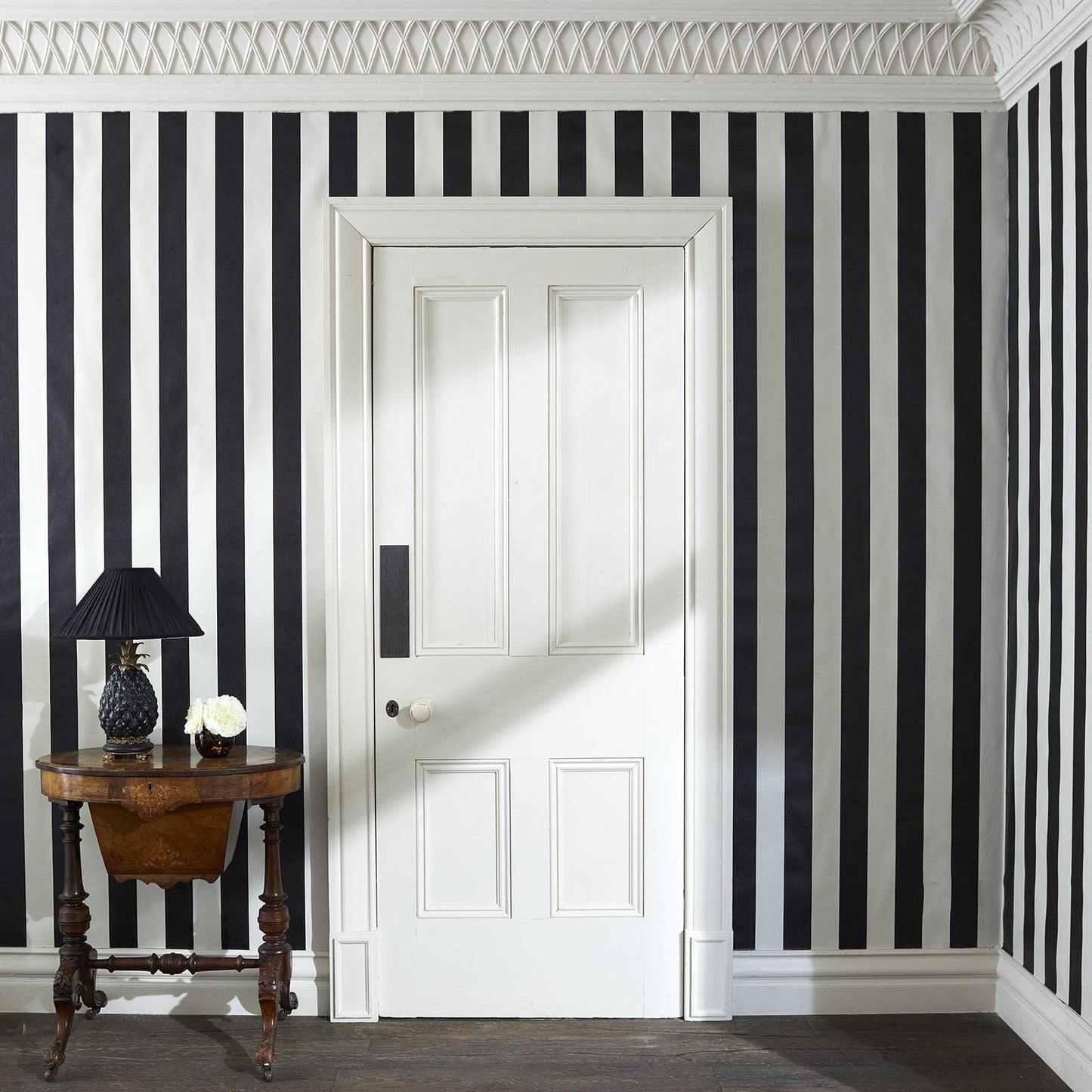 Mono Stripe Wallpaper - Off - Black / Oyster - House of Hackney - 1 - WA - MON - DI - BLK - STR - Premier Wallcovering