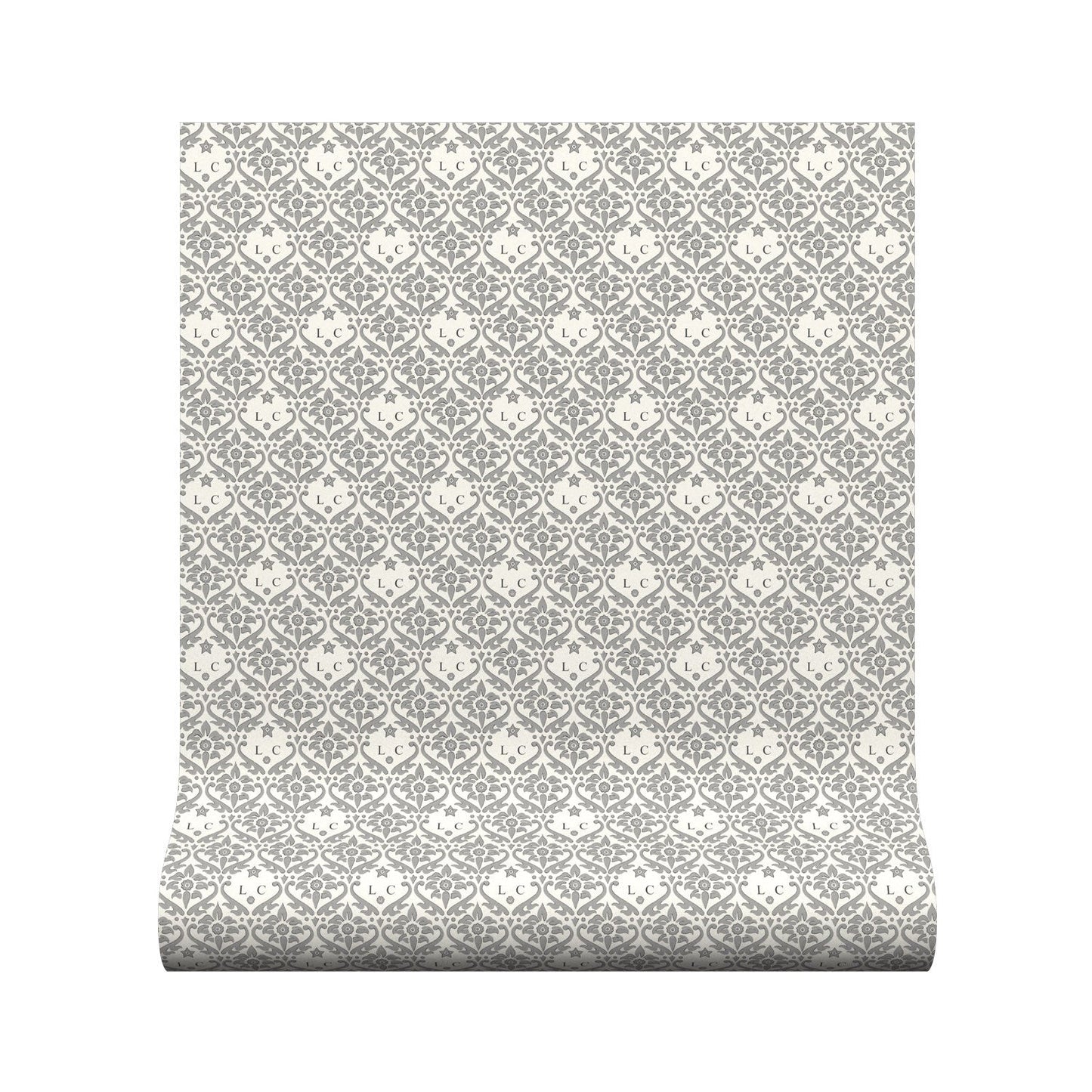 Monogram Damask Wallpaper - Charcoal - Warner House - Premier Wallcovering