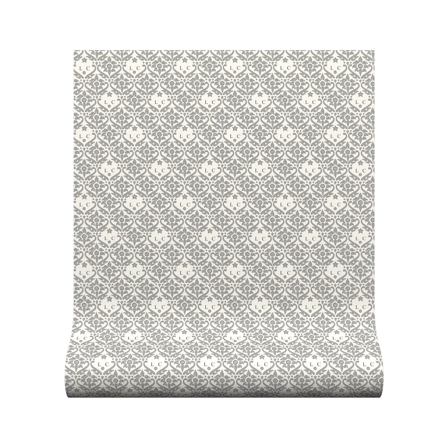 Monogram Damask Wallpaper - Charcoal - Warner House - Premier Wallcovering