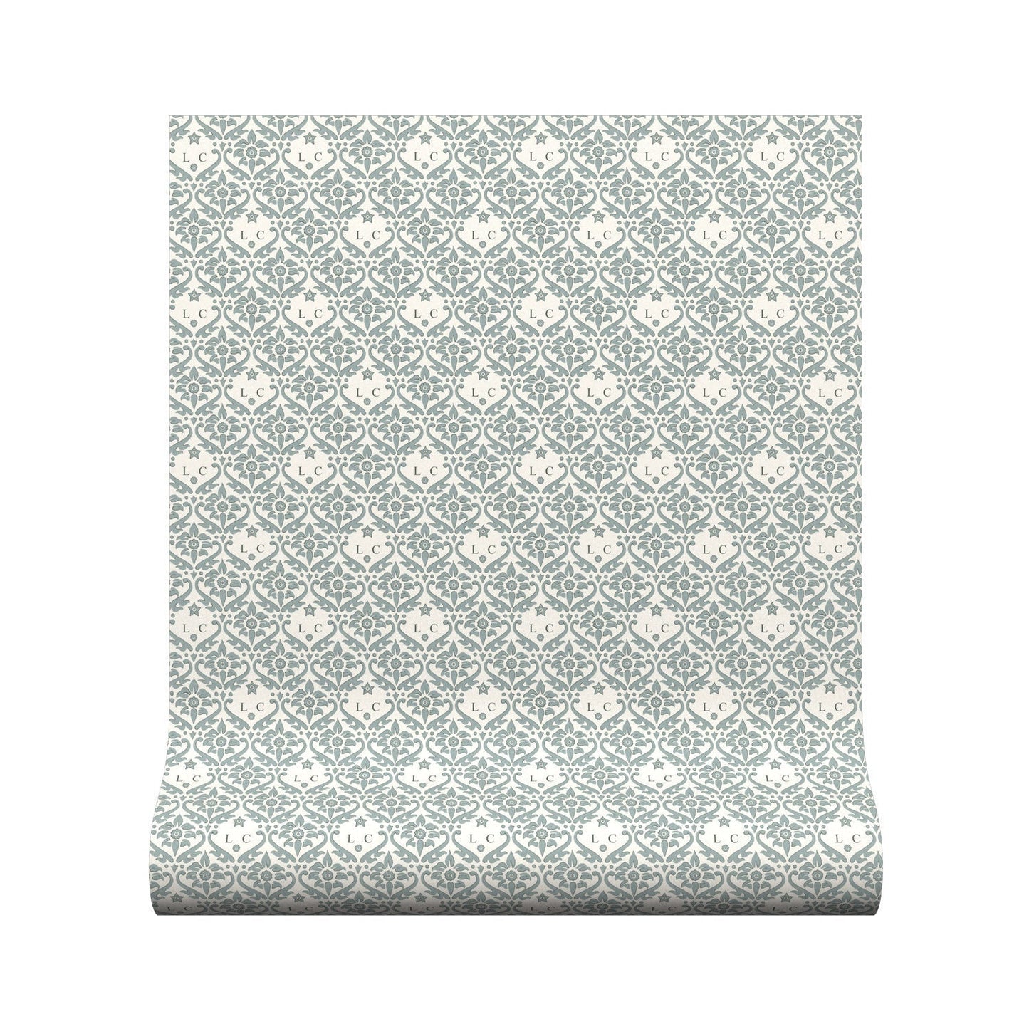 Monogram Damask Wallpaper - French Grey - Warner House - Premier Wallcovering