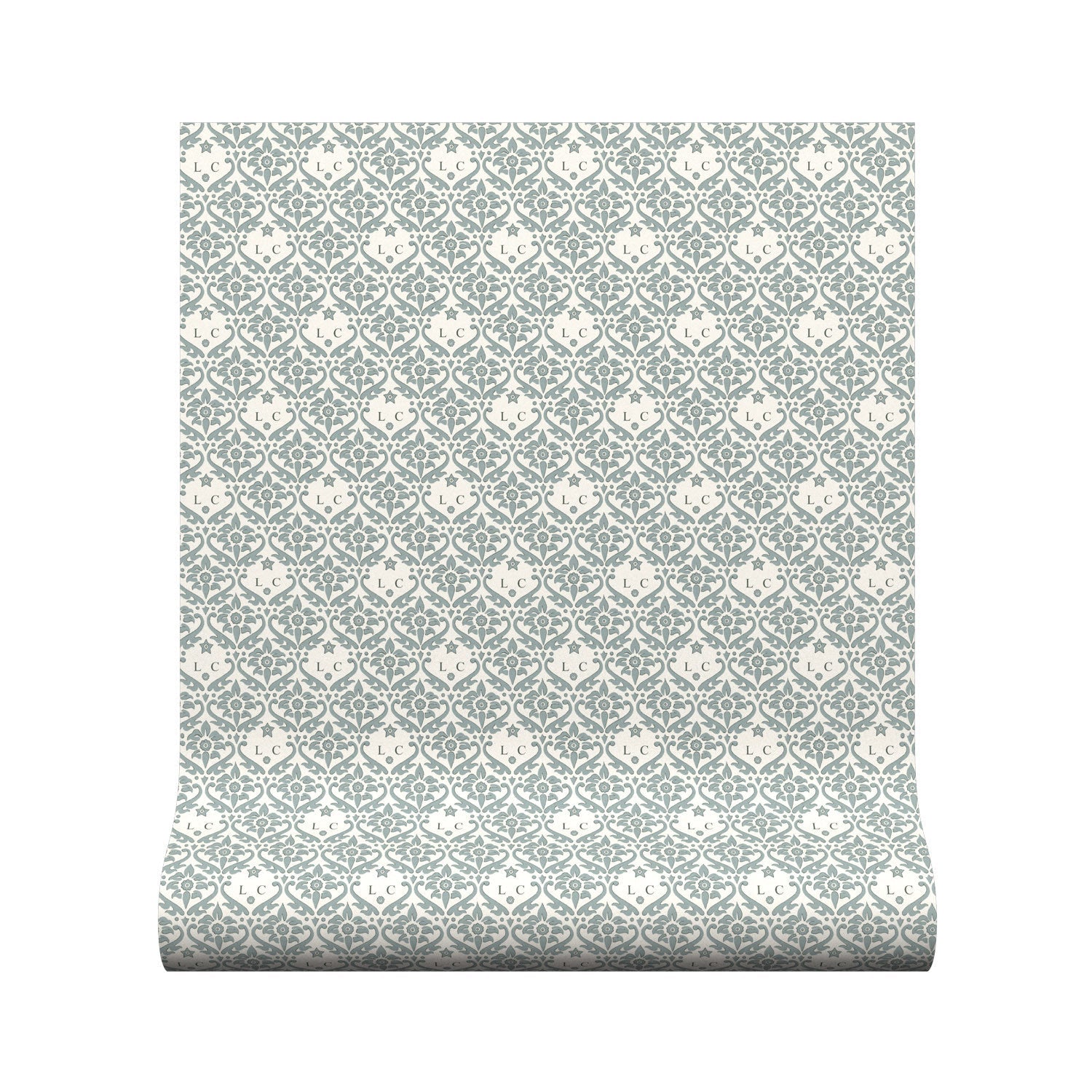 Monogram Damask Wallpaper - French Grey - Warner House - Premier Wallcovering