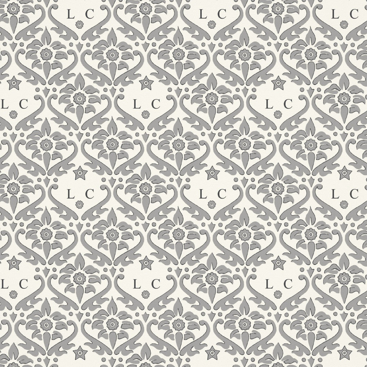 Monogram Damask Wallpaper - Charcoal - Warner House - Premier Wallcovering