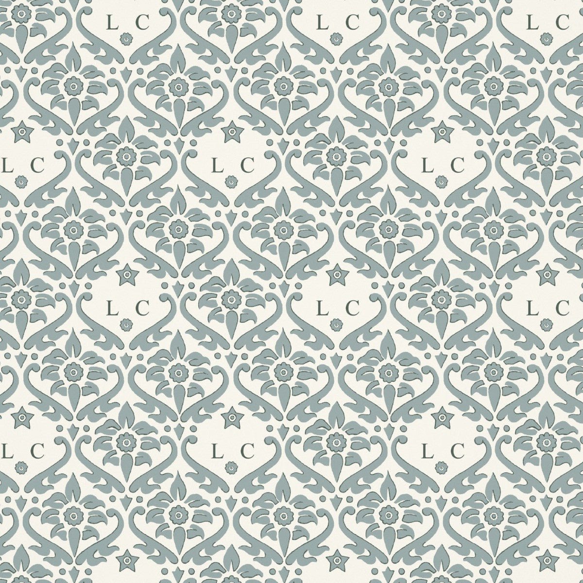 Monogram Damask Wallpaper - French Grey - Warner House - Premier Wallcovering
