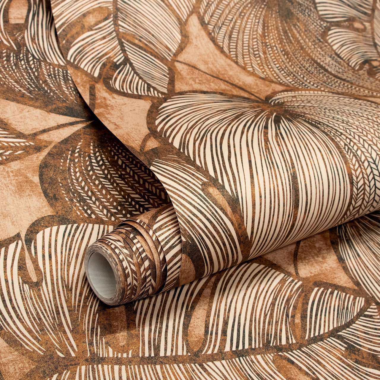 Monstera Lead Julie Feels Home Wallpaper - Bronze/ Peach - Hohenberger - 26936 - Premier Wallcovering