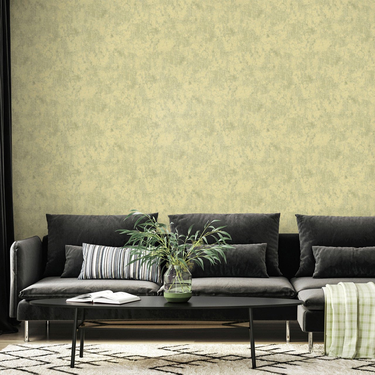 Monstera Plain Julie Feels Home Wallpaper - Lime - Hohenberger - 26944 - Premier Wallcovering