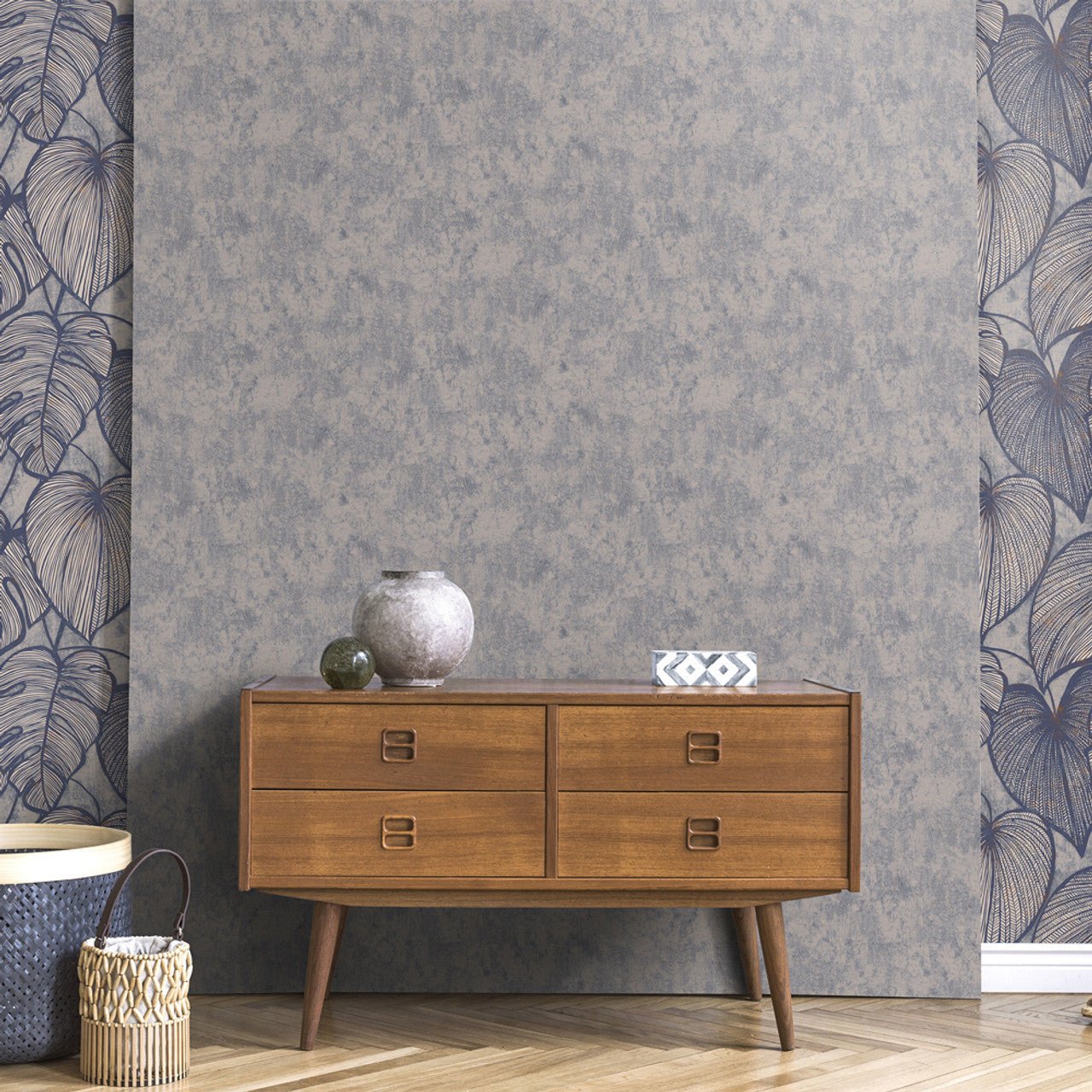 Monstera Plain Julie Feels Home Wallpaper - Ash - Hohenberger - 26952 - Premier Wallcovering