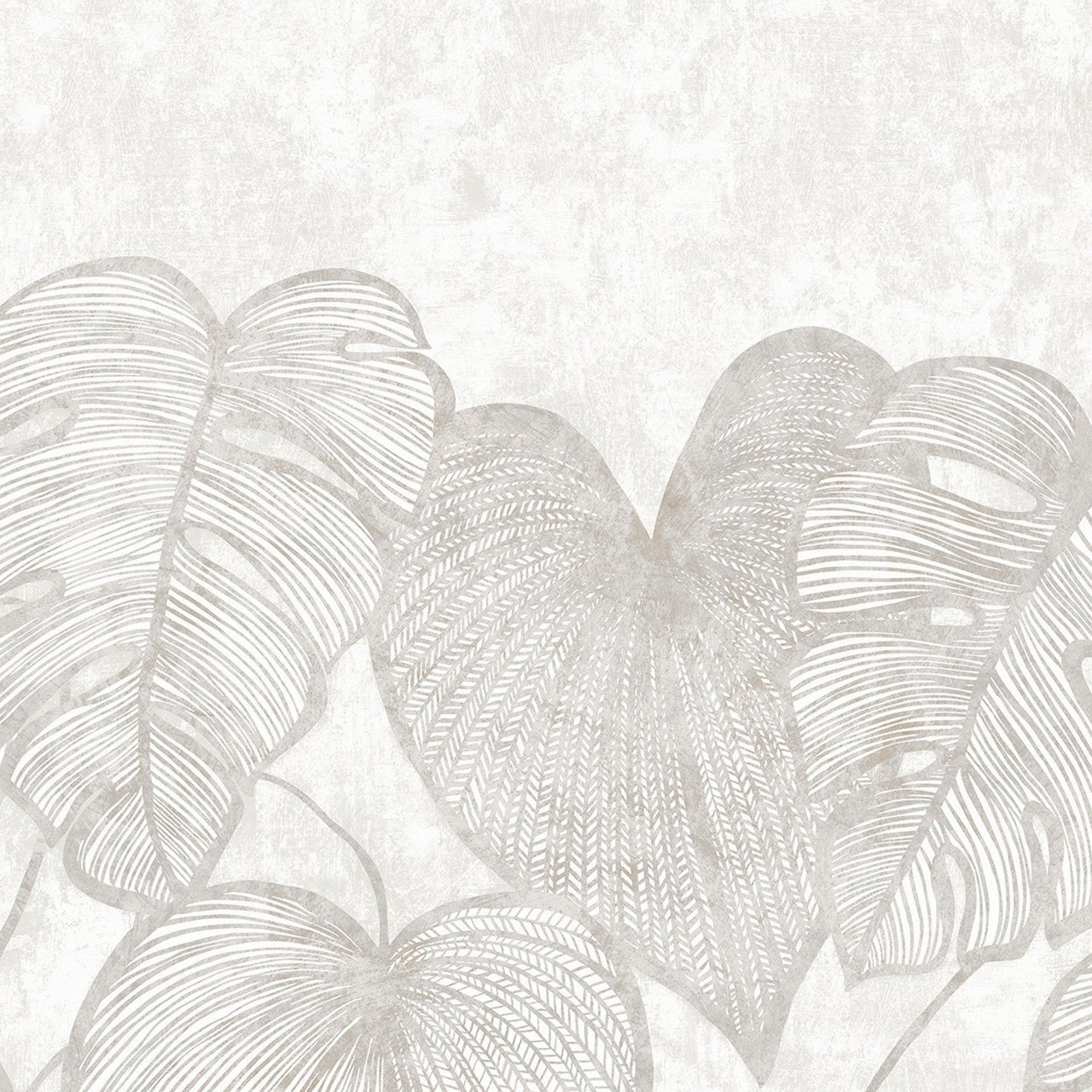 Monstera Twin Lead Julie Feels Home Wall Mural - Mirror White - Hohenberger - 26979 - Premier Wallcovering