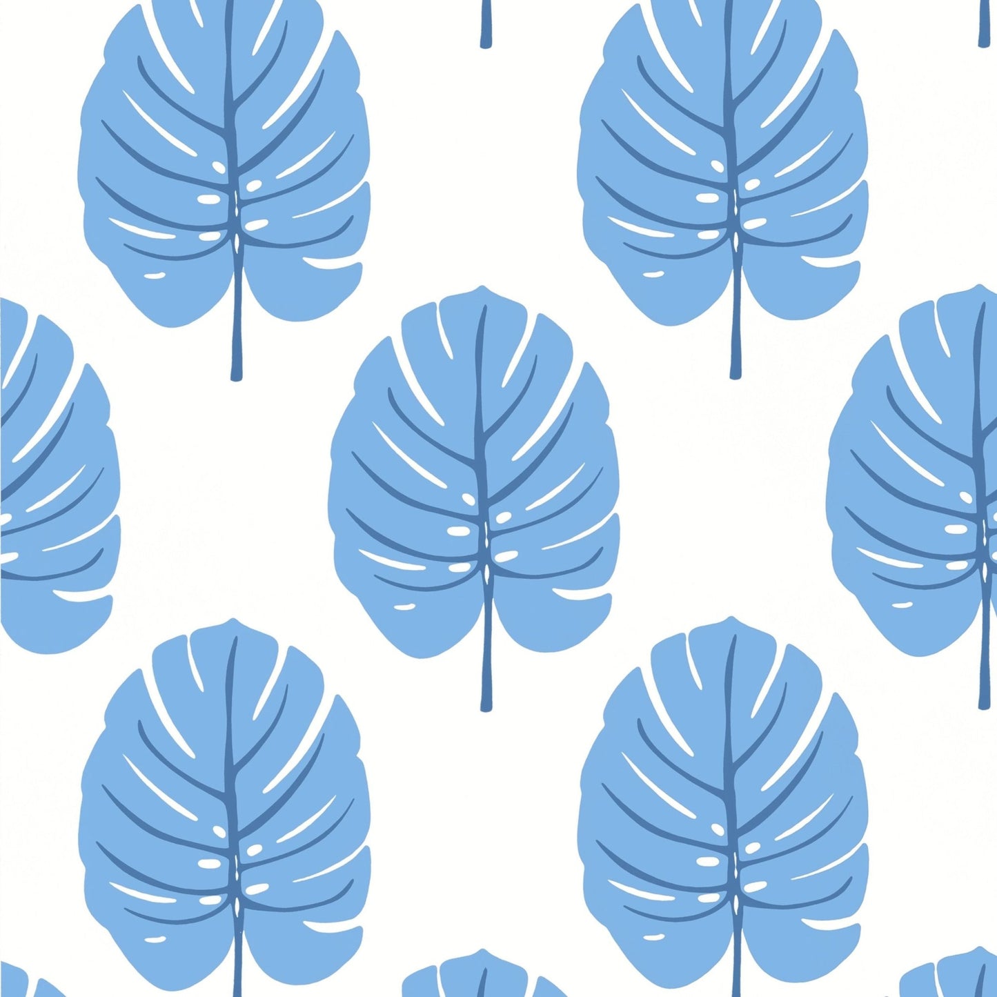 Monstera Wallpaper - Blue - Thibaut - T13953 - Premier Wallcovering