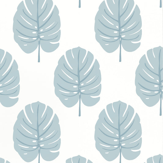 Monstera Wallpaper - Spa Blue - Thibaut - T13954 - Premier Wallcovering