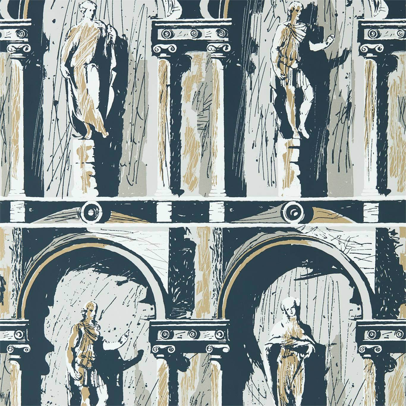 Montacute Wallpaper - Platinum Grey/Ink - ZPLW312966 - Zoffany - Premier Wallcovering