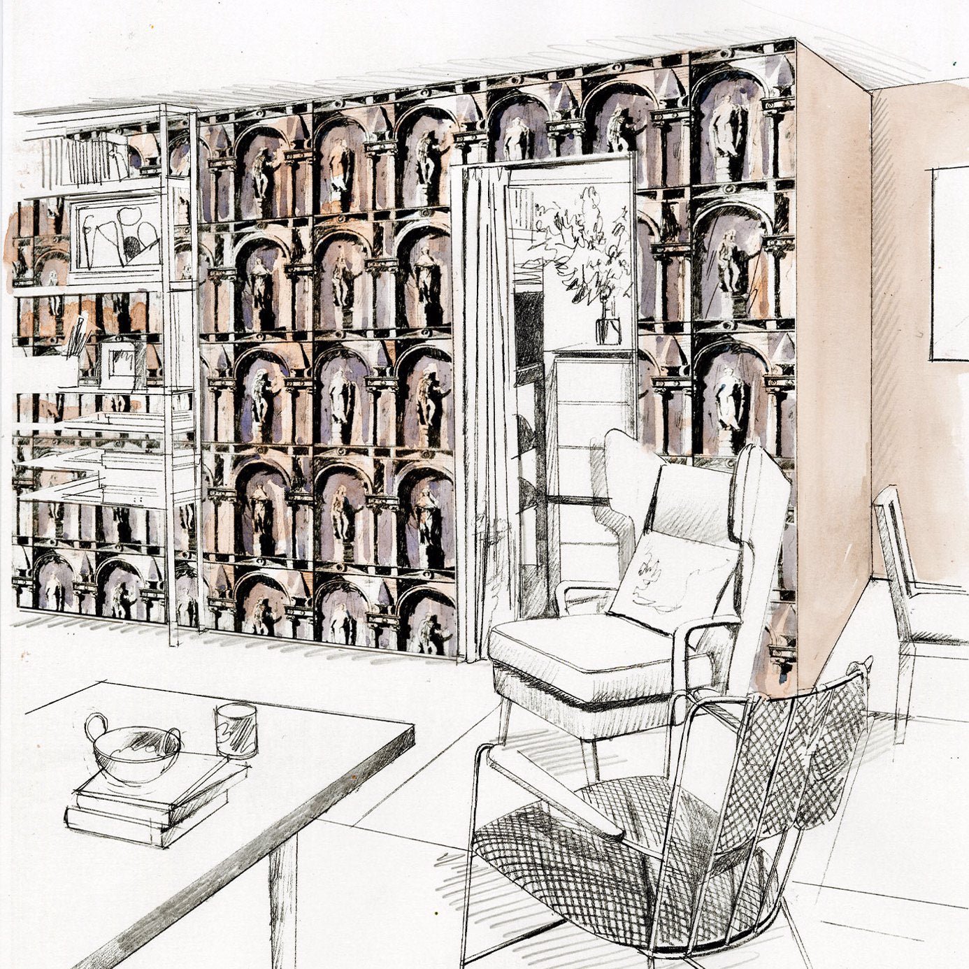 Montacute Wallpaper - Platinum Grey/Ink - ZPLW312966 - Zoffany - Premier Wallcovering