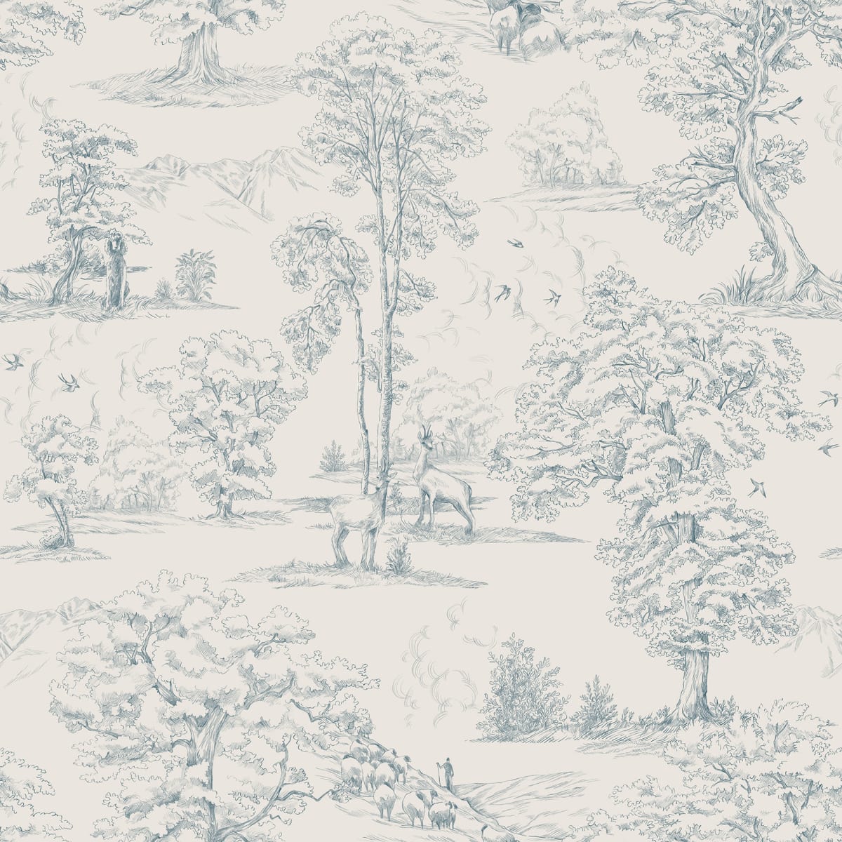 Montfort Wallpaper - Indigo Blue - Sandberg - S10254 - Premier Wallcovering