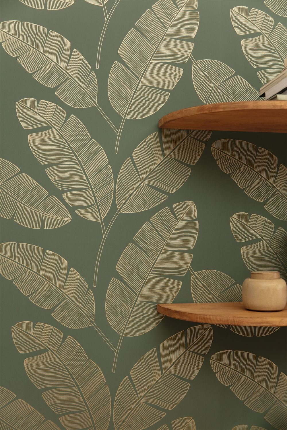 Moonlight Banana Tree Wallpaper - Vert Kaki - Caselio - 101107142 - Premier Wallcovering
