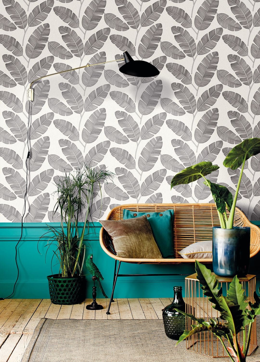 Moonlight Banana Tree Wallpaper - Noir - Caselio - 101099007 - Premier Wallcovering
