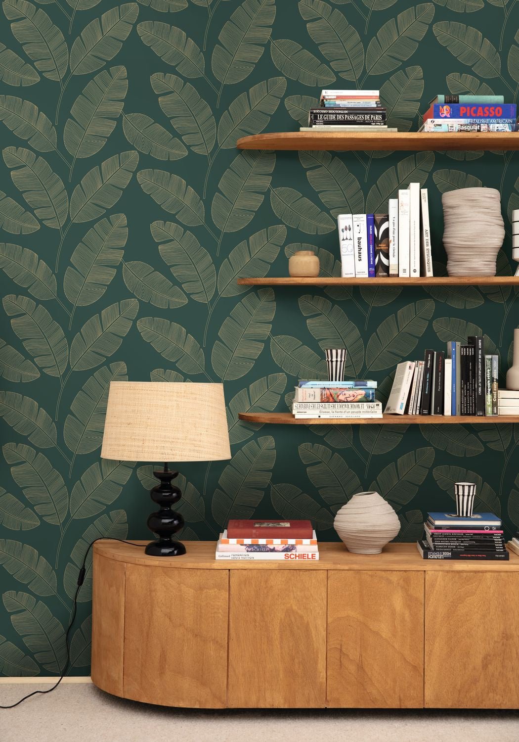 Moonlight Banana Tree Wallpaper - Vert Sapin - Caselio - 101107251 - Premier Wallcovering